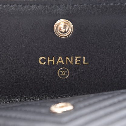 Chanel Lambskin Chevron Quilted Boy Card Holder Black 7 of 11