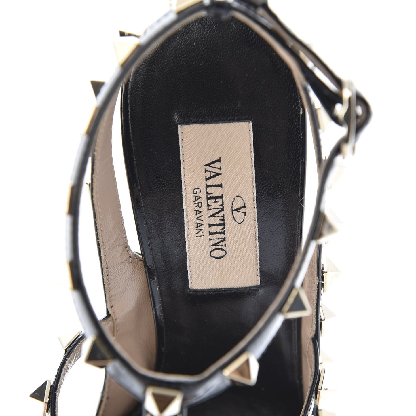 Patent Rockstud Ankle Strap Pumps 36.5 Smeraldo Black