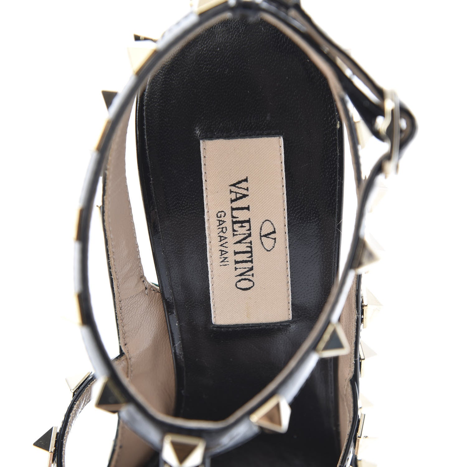 Valentino Garavani Patent Rockstud Ankle Strap Pumps 36.5 Smeraldo Black 6 of 9