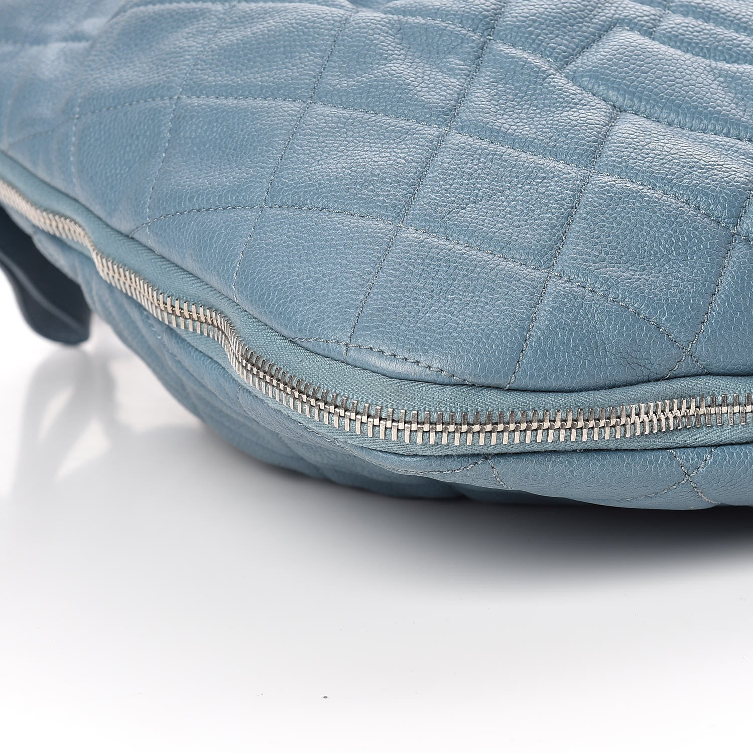 Chanel Caviar Quilted Expandable Zip Shoulder Bag Blue 9 of 12