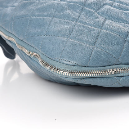 Chanel Caviar Quilted Expandable Zip Shoulder Bag Blue 9 of 12