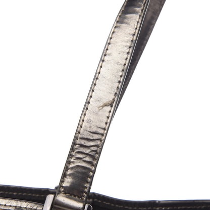 Burberry Metallic Calfskin Nova Check Shopper Tote Pewter 23 of 23
