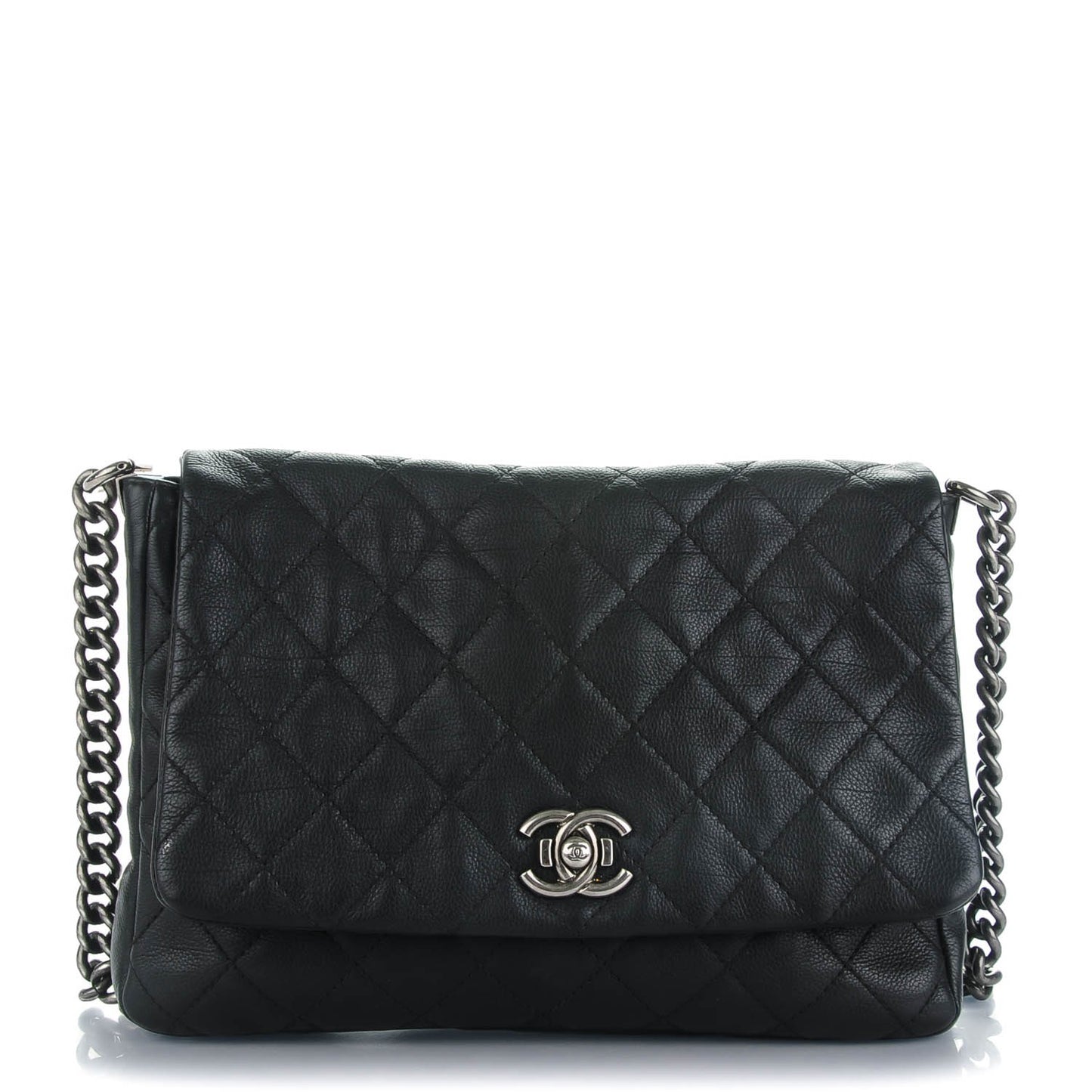 Calfskin Quilted Couture Messenger Black