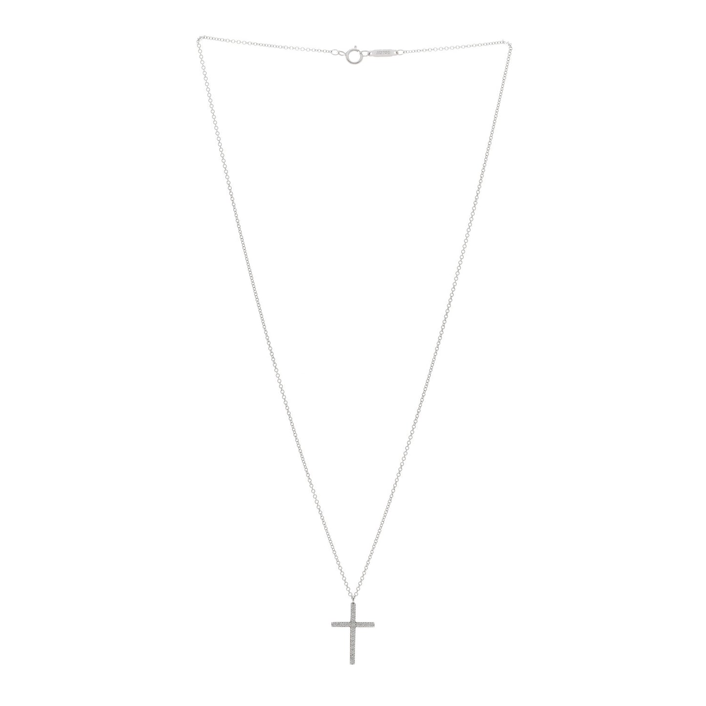 18K White Gold Diamond Medium Metro Cross Pendant Necklace
