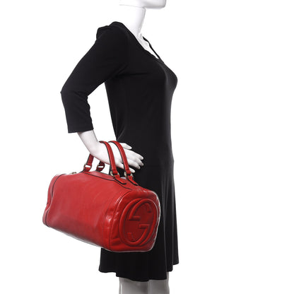 Gucci Pebbled Calfskin Medium Soho Boston Red 2 of 13