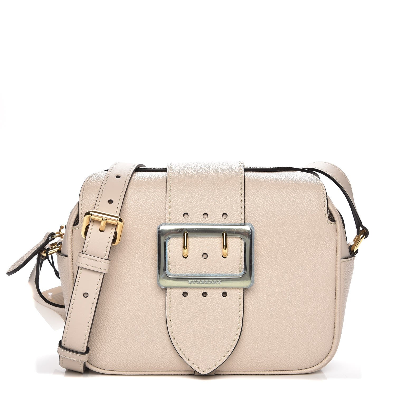 Burberry Soft Grain Calfskin Small Buckle Zip Bag Limestone 1 of 8