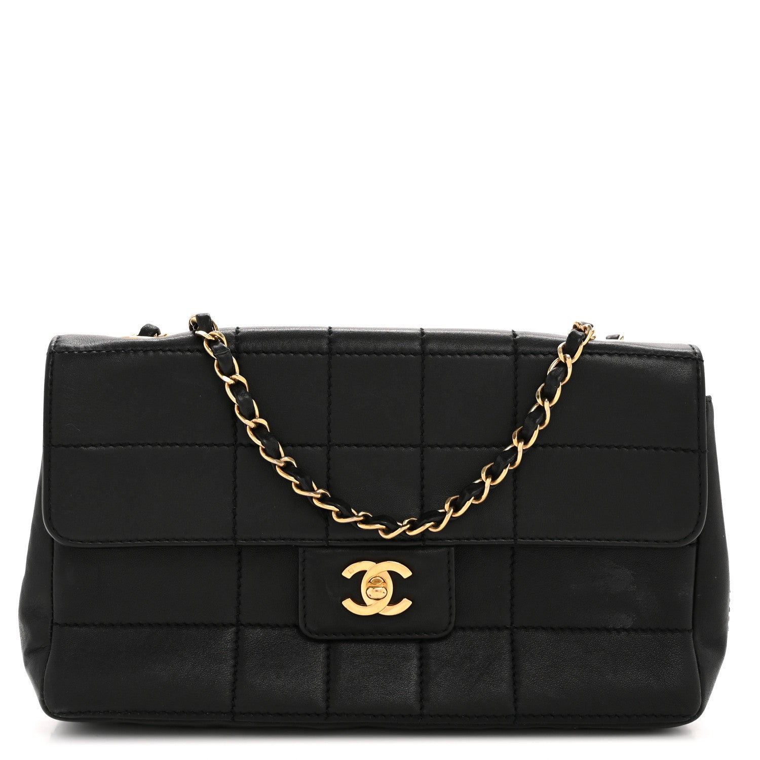 Chanel Lambskin Stitched Chocolate Bar Single Flap Black 1 of 13