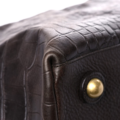 Mulberry Calfskin Crocodile Embossed Duffle Bag Brown 6 of 21