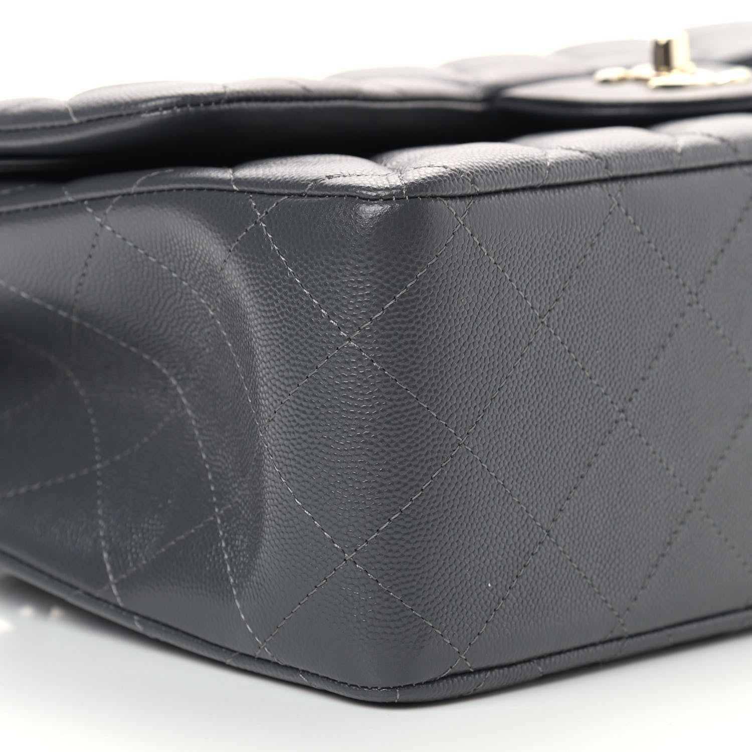 Chanel Caviar Quilted Jumbo Double Flap Dark Grey 8 of 10