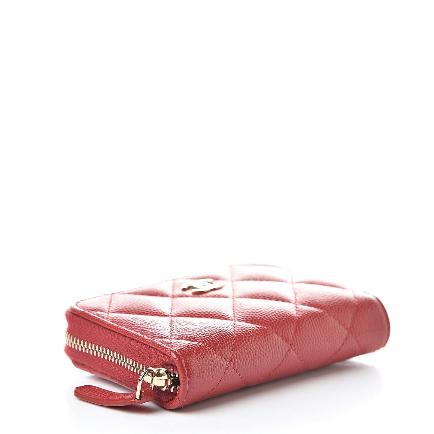 Caviar Quilted Zip Coin Purse Red