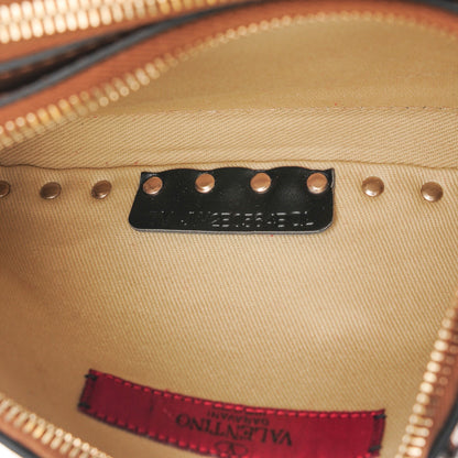 Valentino Garavani Vitello Rockstud Double Zip Compartment Crossbody Bag Nocciola 8 of 9