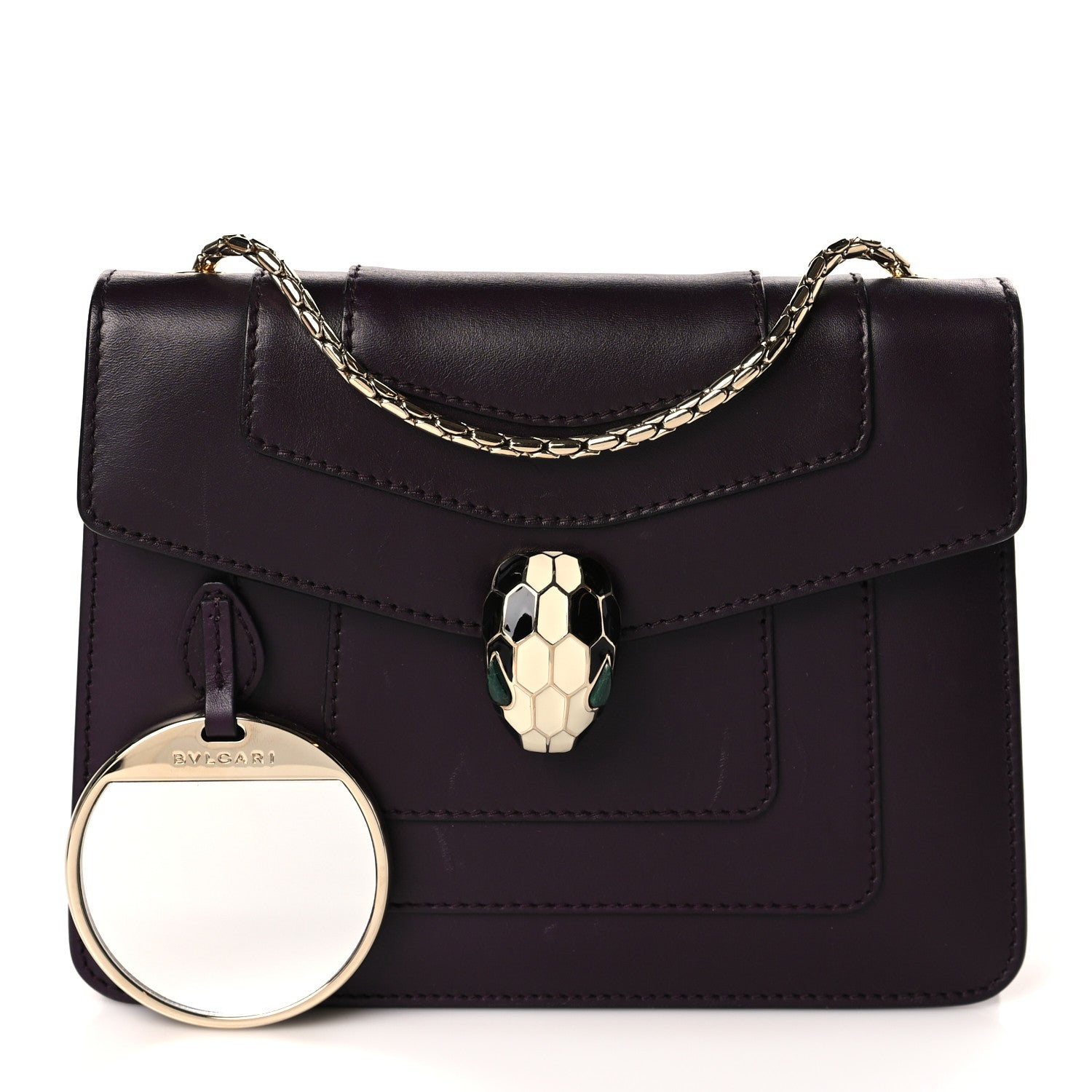 Bulgari Calfskin Small Serpenti Forever Snake Strap Crossbody Bag Plum 1 of 9