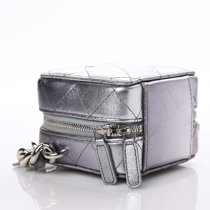 Chanel Metallic Lambskin Quilted Like A Wallet Clutch With Chain Silver 4 of 9