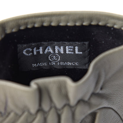 Chanel Lambskin Chain CC Gloves 7.5 Grey 6 of 6