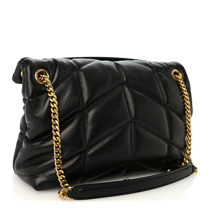 Saint Laurent Lambskin Quilted Small Loulou Puffer Monogram Chain Satchel Black 3 of 10