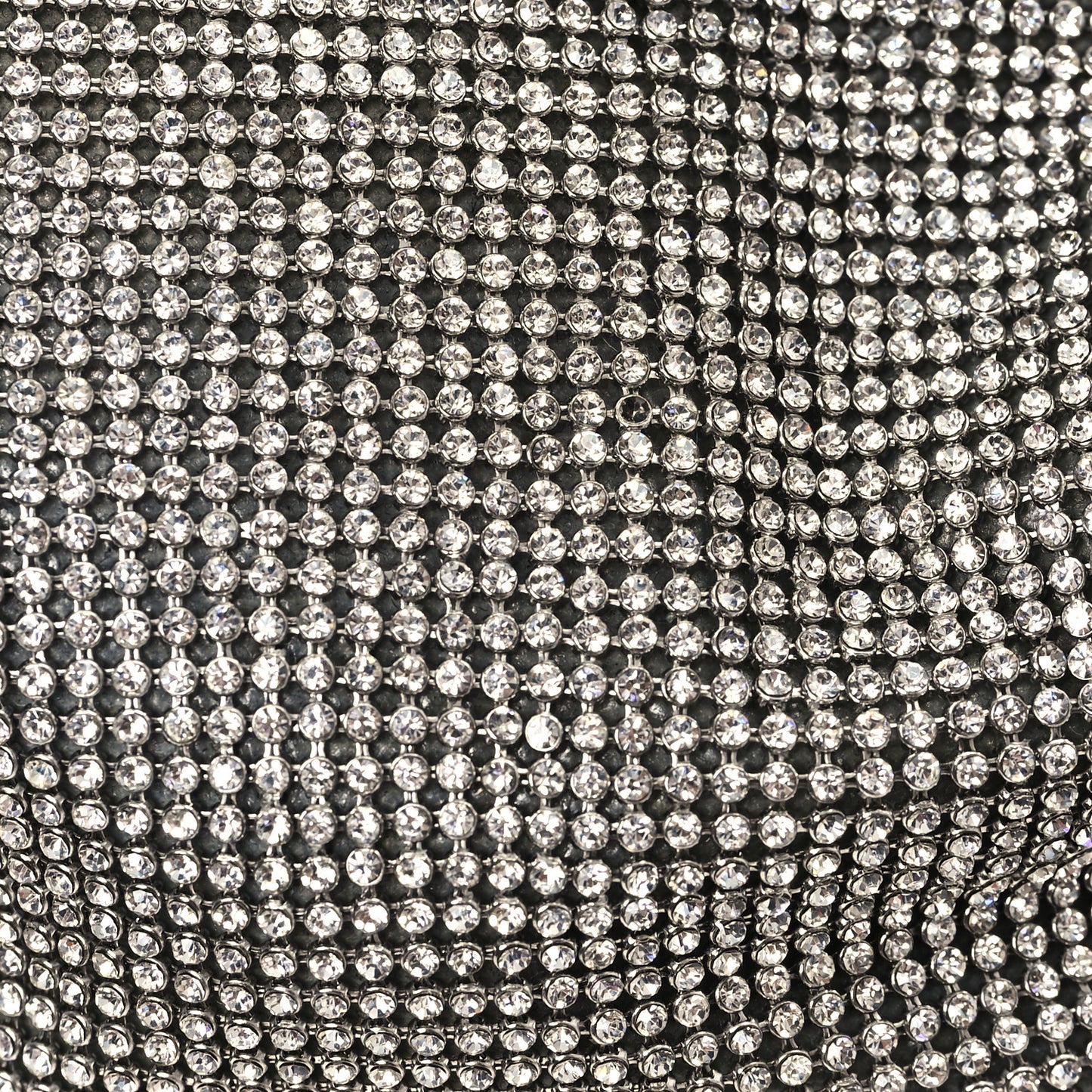 Mesh Crystal Rhinestone Mini Scrunchie Clutch Black Silver