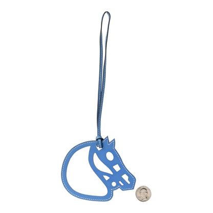 Hermes Swift Paddock Cheval Horse Bag Charm Bleu Paradis 2 of 3
