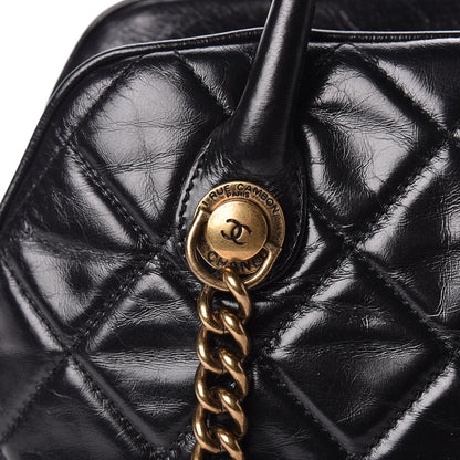Chanel Glazed Calfskin Castle Rock Bowling Bag Black 10 of 10