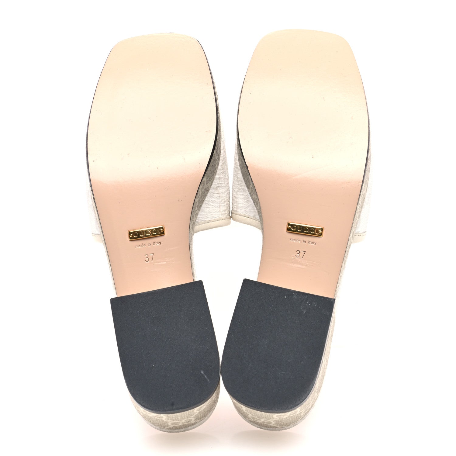 Gucci GG Supreme Monogram Malaga Kid Platform Mule Sandals 37 White Mystic White 5 of 7