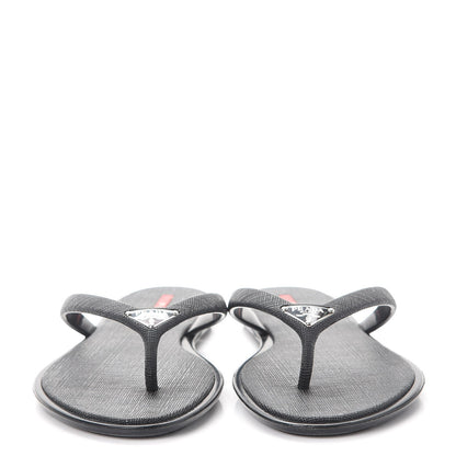 Prada Saffiano Sport Thong Sandals 37 Black 2 of 12
