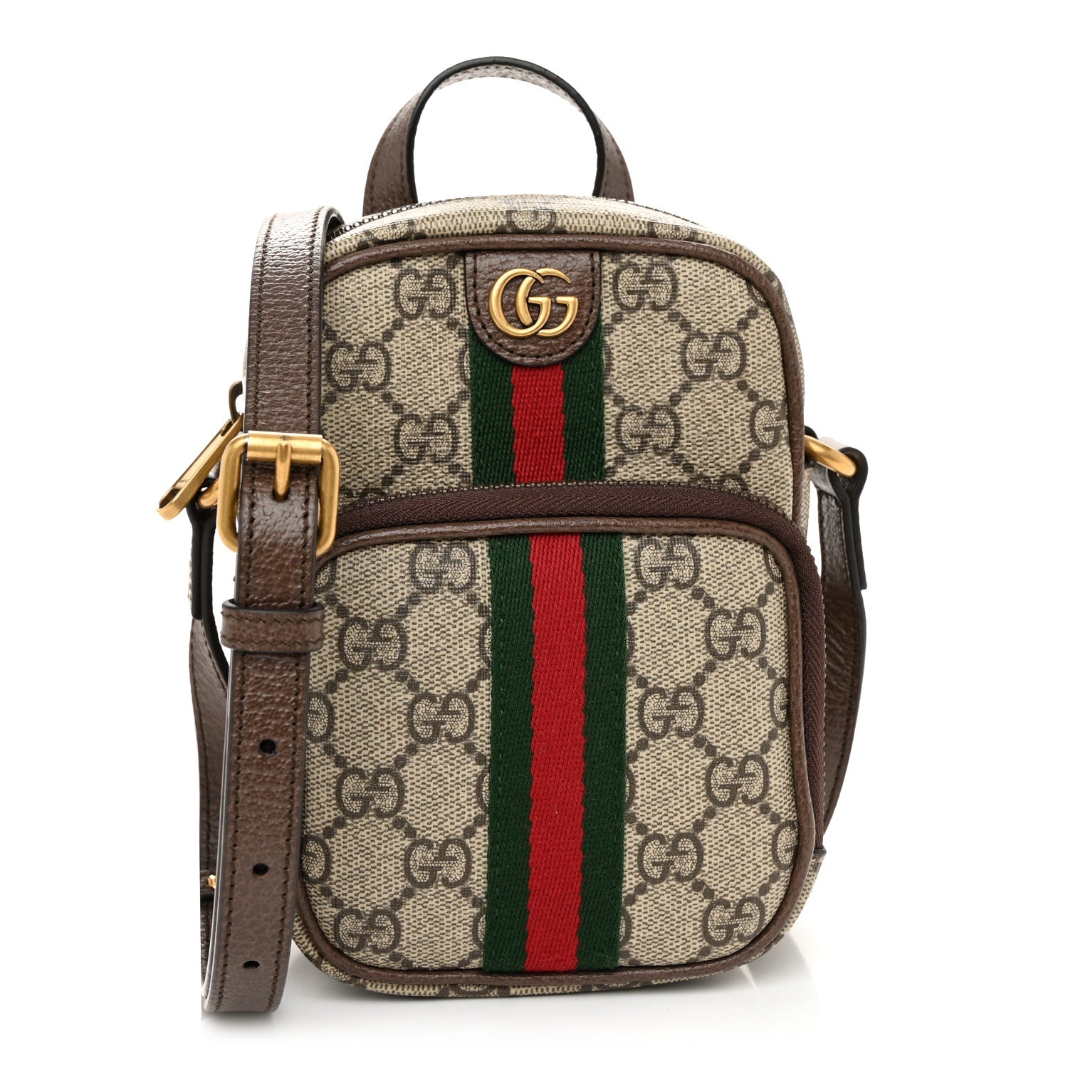 Gucci GG Supreme Monogram Web Mini Ophidia Double Zip Messenger Bag Beige New Acero 1 of 11