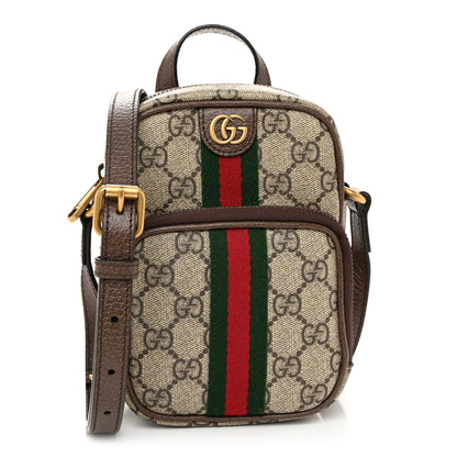 Gucci GG Supreme Monogram Web Mini Ophidia Double Zip Messenger Bag Beige New Acero 1 of 11