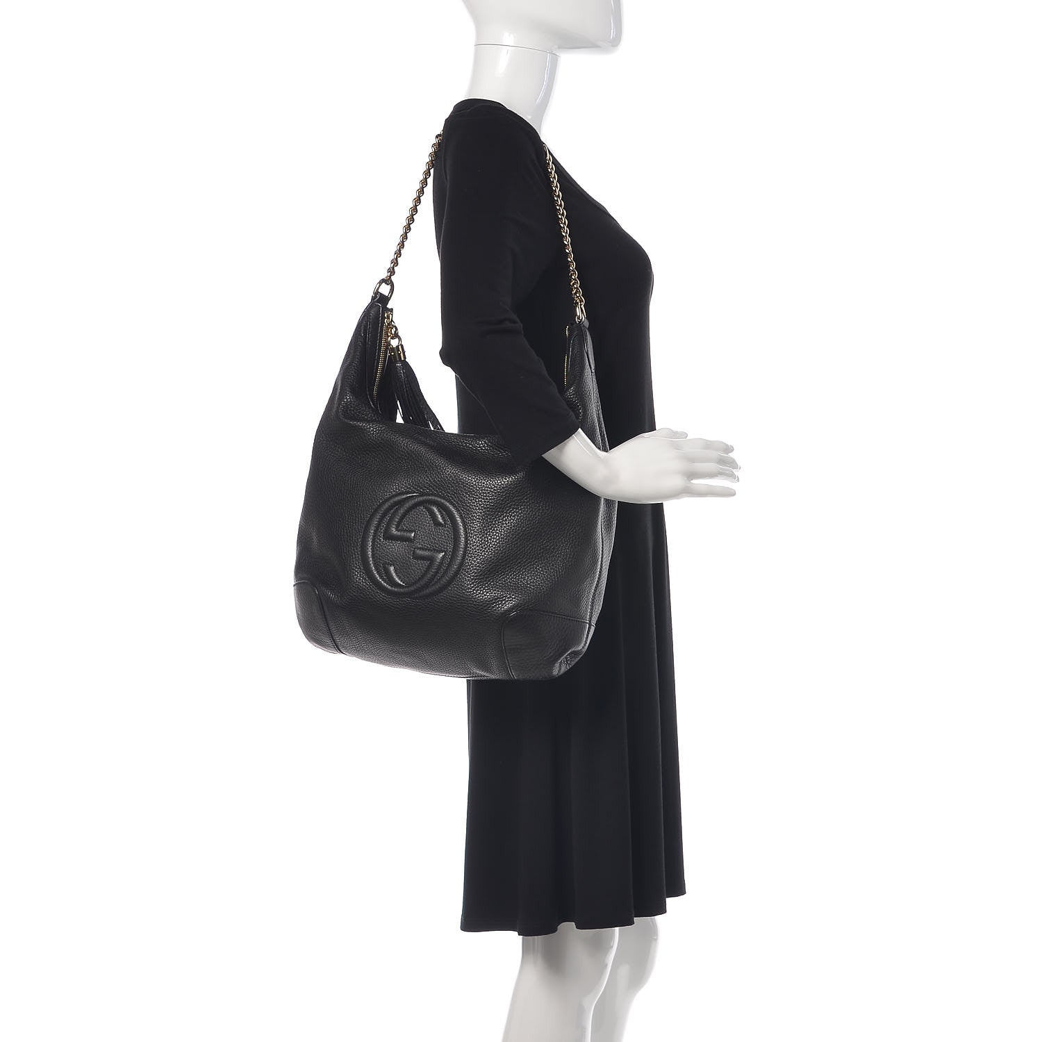 Gucci Pebbled Calfskin Medium Soho Chain Hobo Black 2 of 10