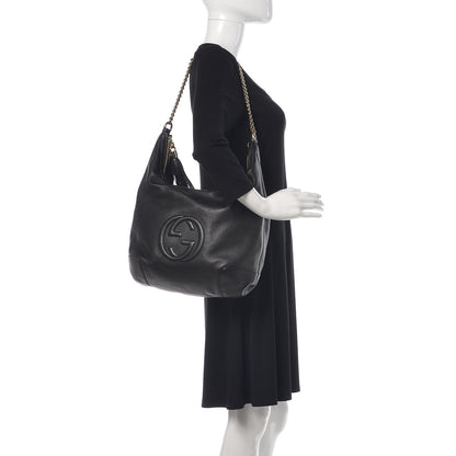 Gucci Pebbled Calfskin Medium Soho Chain Hobo Black 2 of 10