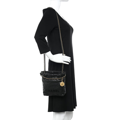 Chanel Shiny Caviar Quilted Monochrome Mini Chanel 22 Black 2 of 11