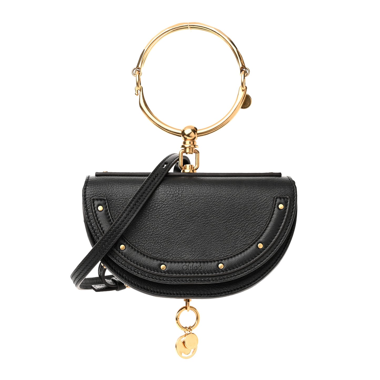 Calfskin Small Nile Bracelet Minaudiere Bag Black