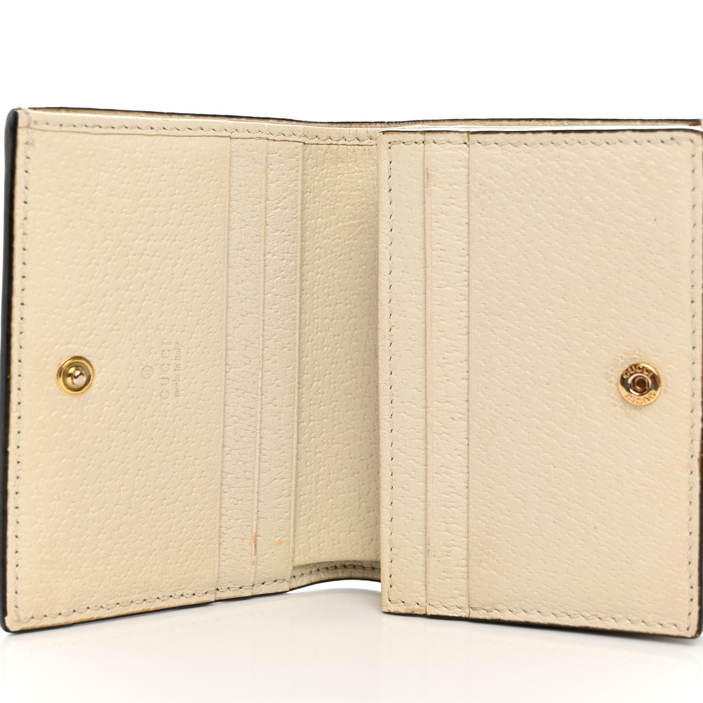 Textured Calfskin Web Ophidia Card Case Mystic White