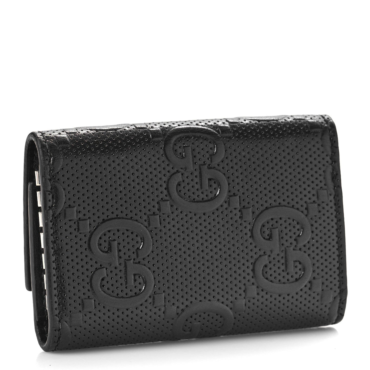 Calfskin GG Tennis Embossed 6 Key Holder Case Black