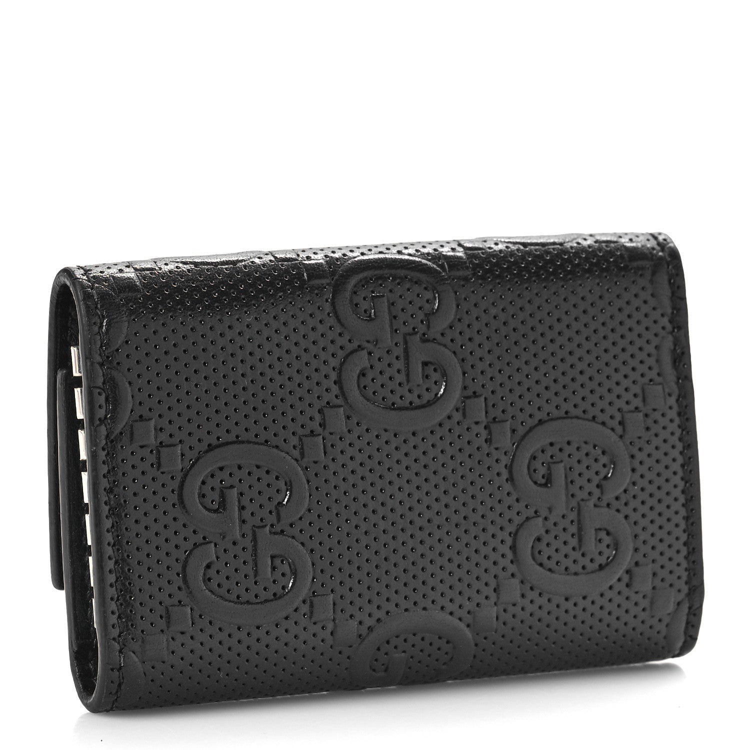 Gucci Calfskin GG Tennis Embossed 6 Key Holder Case Black 3 of 8