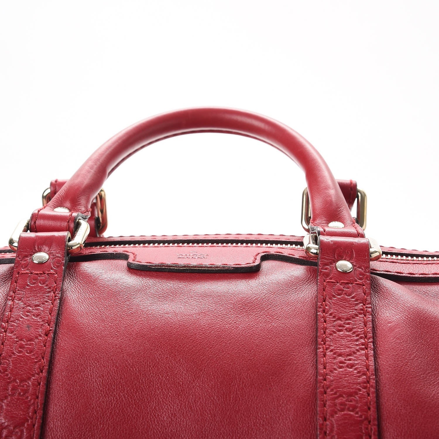 Gucci Calfskin Microguccissima Trim Medium Boston Raspberry Red 13 of 22