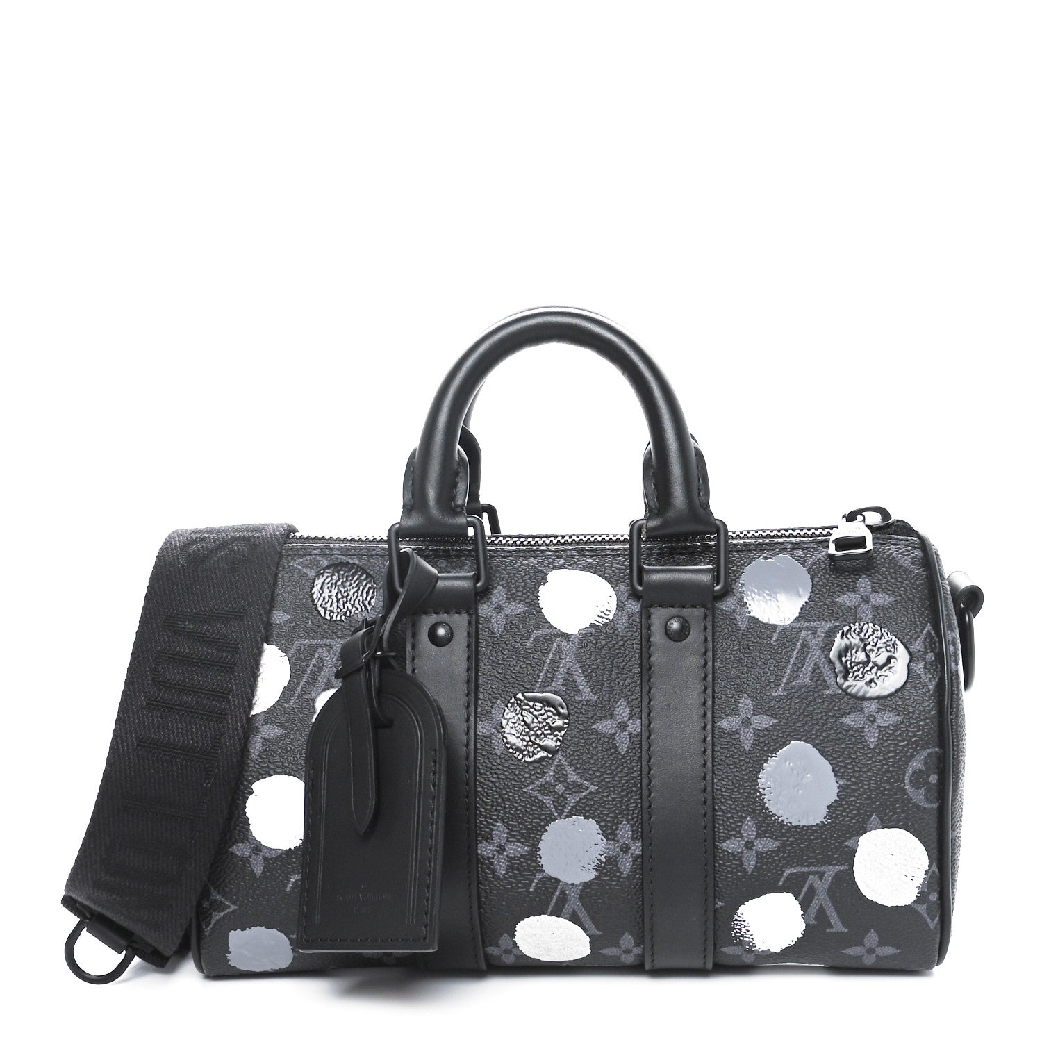 Louis Vuitton LV X YK Monogram Eclipse Keepall Bandouliere 25 Black Silver 1 of 10