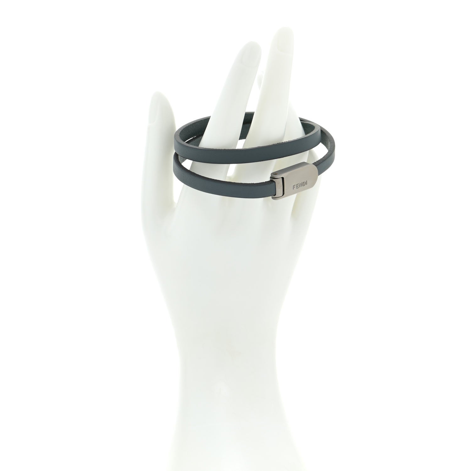 Fendi Calfskin Double Wrap Bracelet Laguna 2 of 6