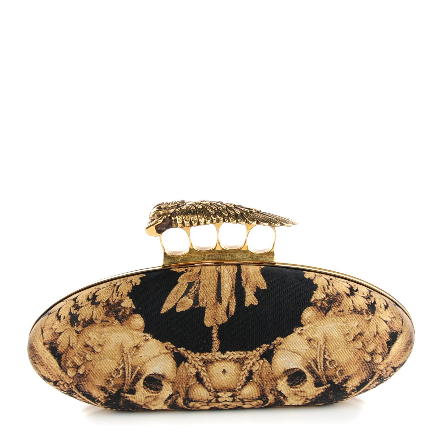 Silk Gibbons Printed Hell's Knuckle Duster Clutch Black Gold