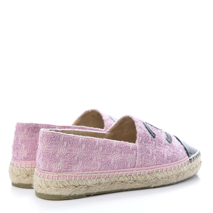 Chanel Tweed Patent CC Espadrilles 38 Pink Black 4 of 10