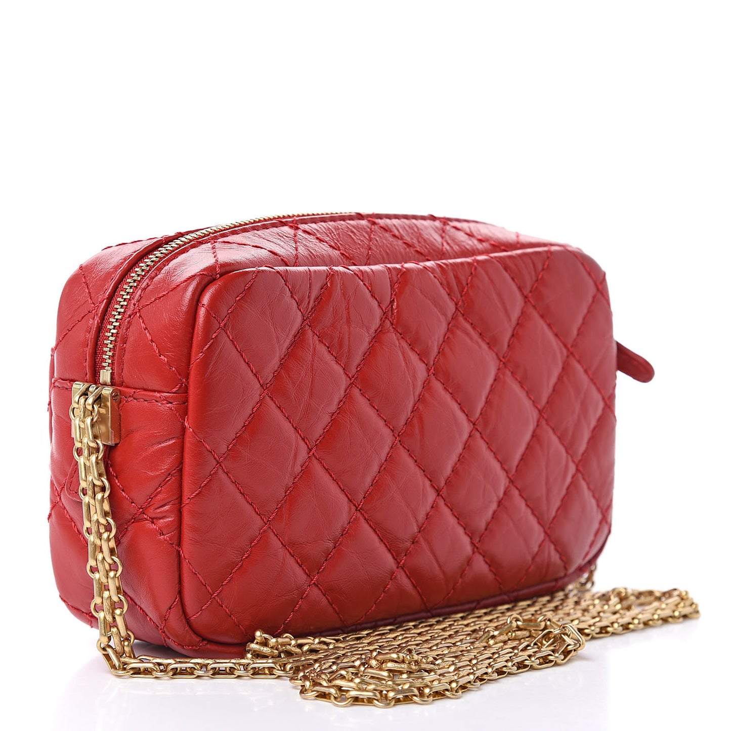 Aged Calfskin Quilted Mini Reissue Camera Case Red