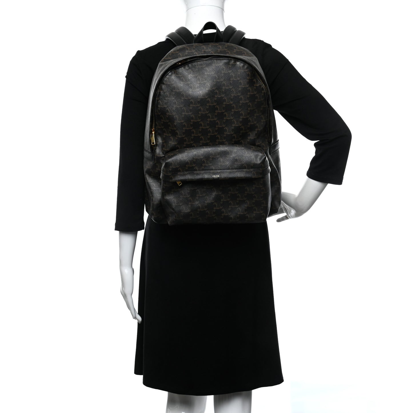 Triomphe Canvas Calfskin Backpack Tan