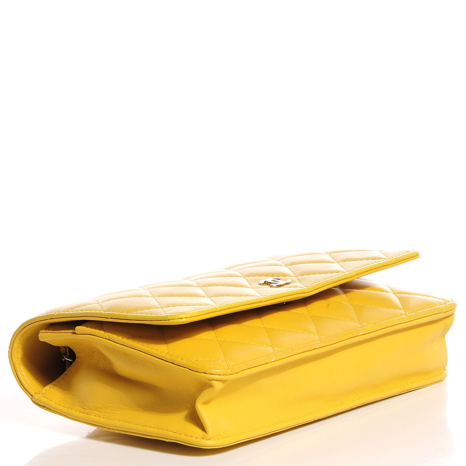 Chanel Lambskin Quilted Wallet On Chain WOC Yellow 4 of 7