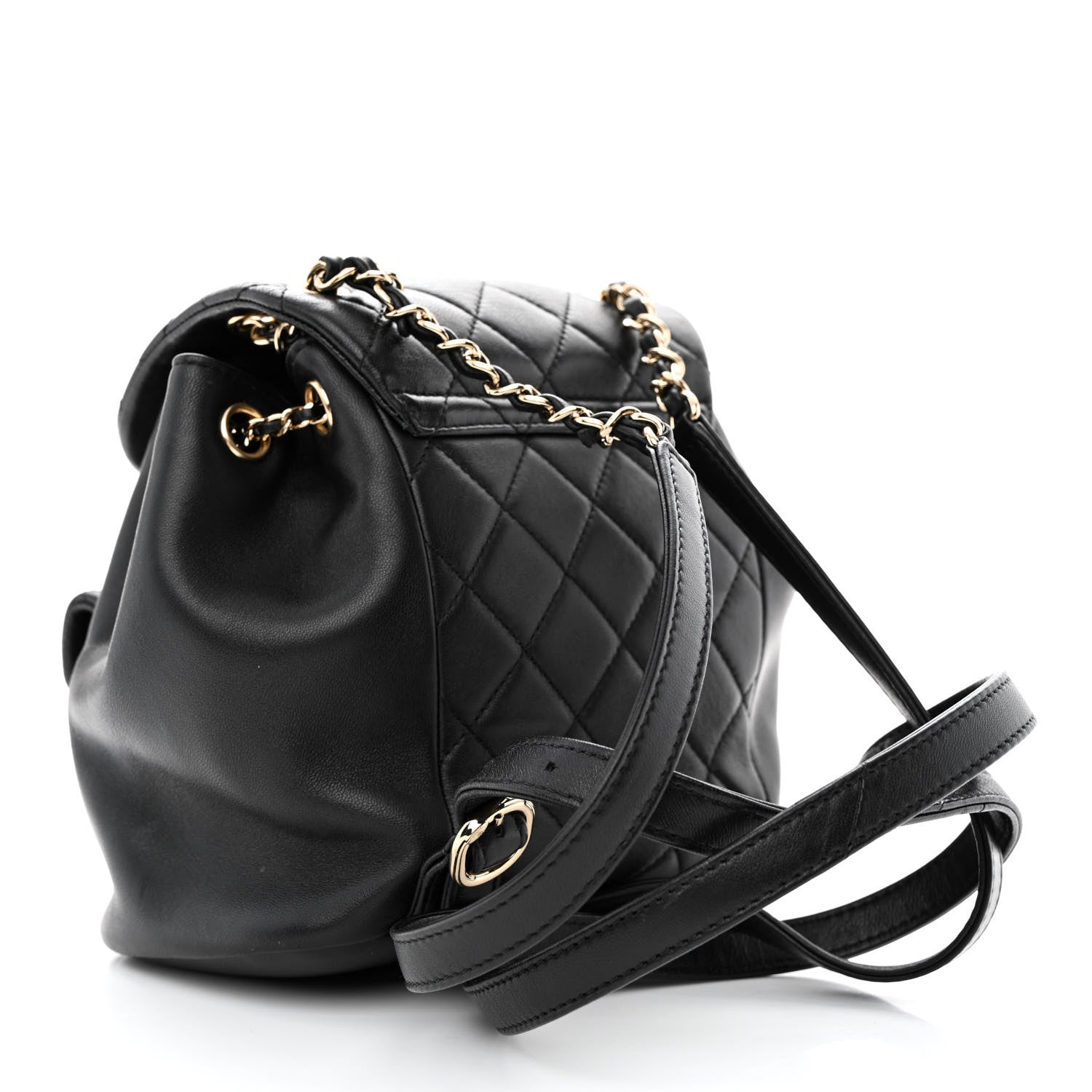 Chanel Lambskin Quilted Small Duma Drawstring Backpack Black 3 of 12