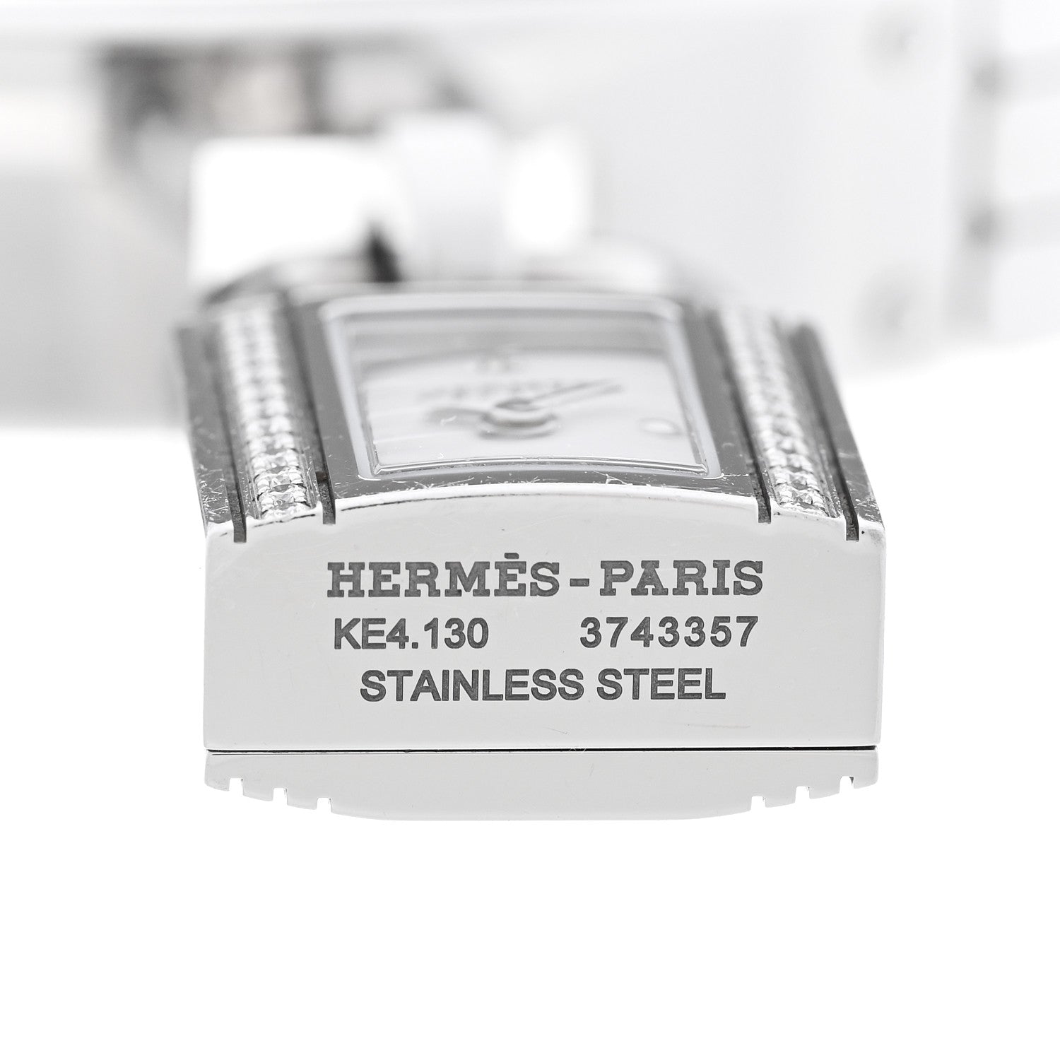 Hermes Stainless Steel Diamond 16mm Kelly Quartz Watch 3 of 5