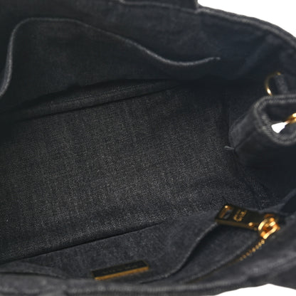 Prada Denim Small Logo Tote Black 5 of 9