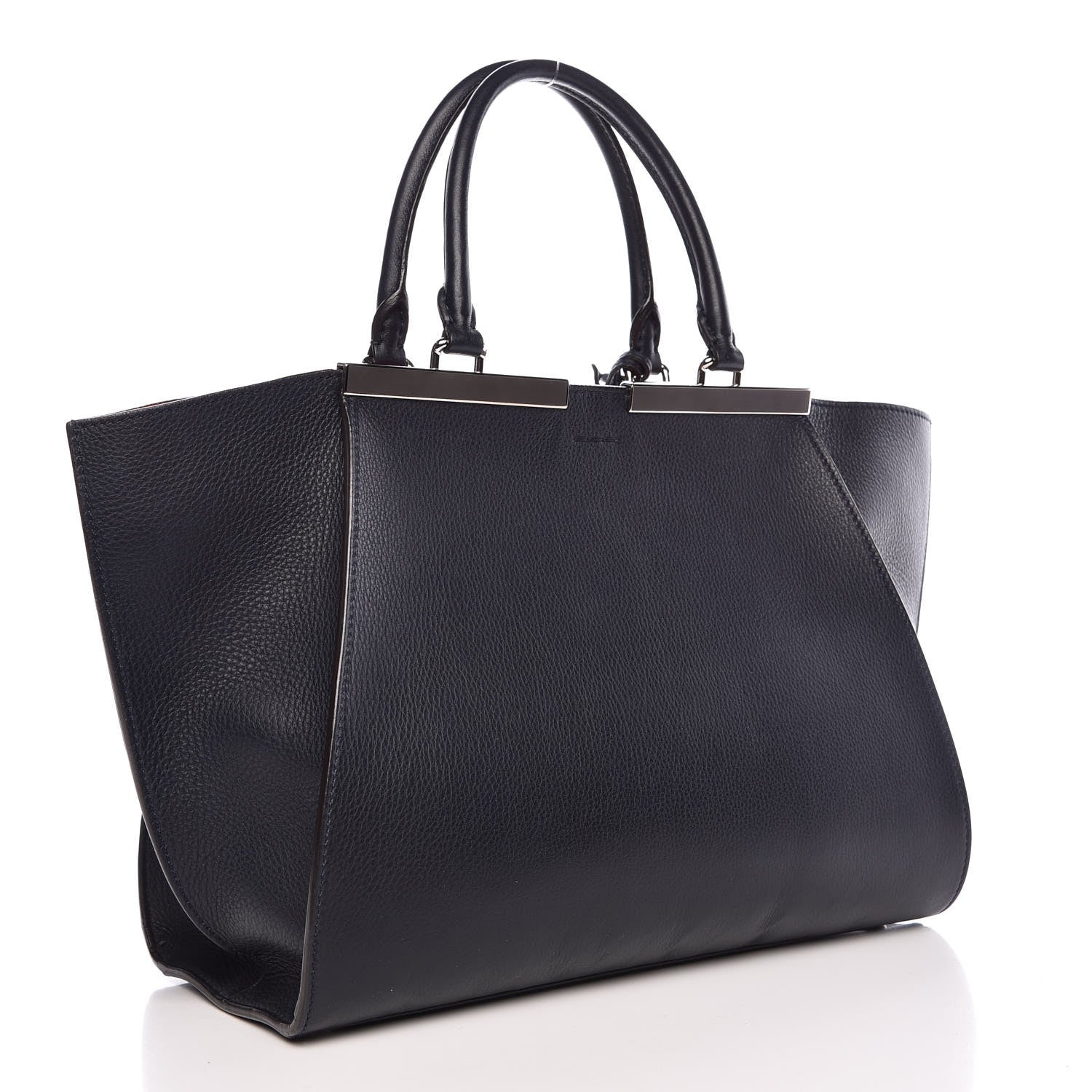 Fendi Vitello Dolce Marmol Shiny Nappa Petite 3Jours Tote Blue Notte 3 of 13