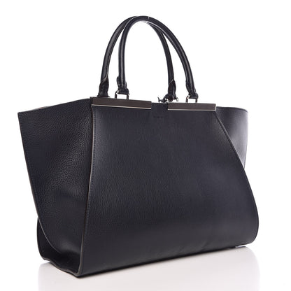 Fendi Vitello Dolce Marmol Shiny Nappa Petite 3Jours Tote Blue Notte 3 of 13