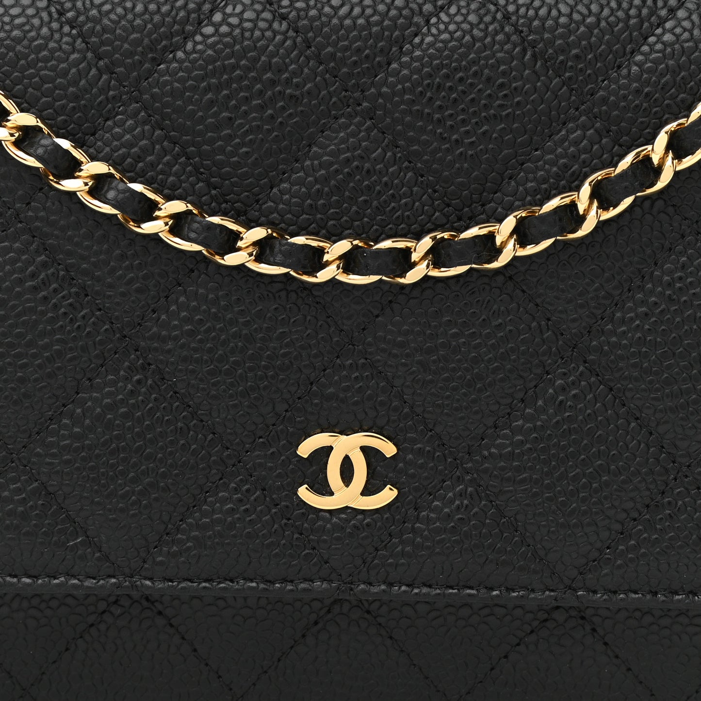 Caviar Quilted Wallet On Chain WOC Black