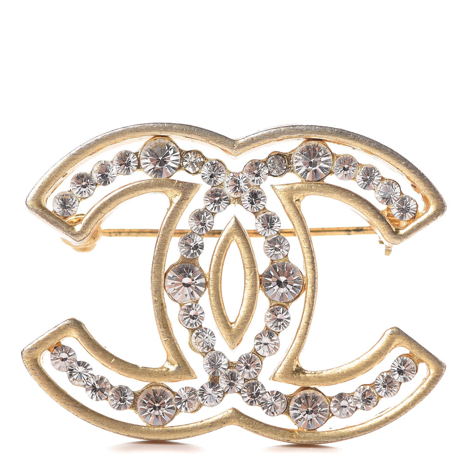 Chanel Crystal CC Brooch Gold 1 of 4