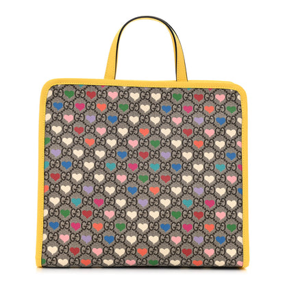 Gucci GG Supreme Monogram Hearts Childrens Tote Beige Ebony Multicolor Freesia 1 of 10