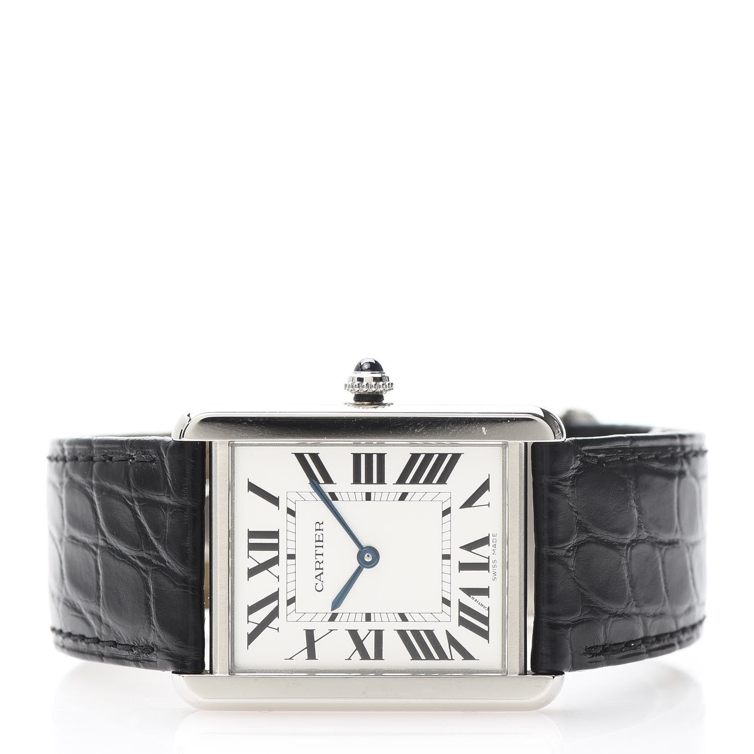 Cartier Stainless Steel Alligator 27mm Tank Solo Quartz Watch 2 of 9